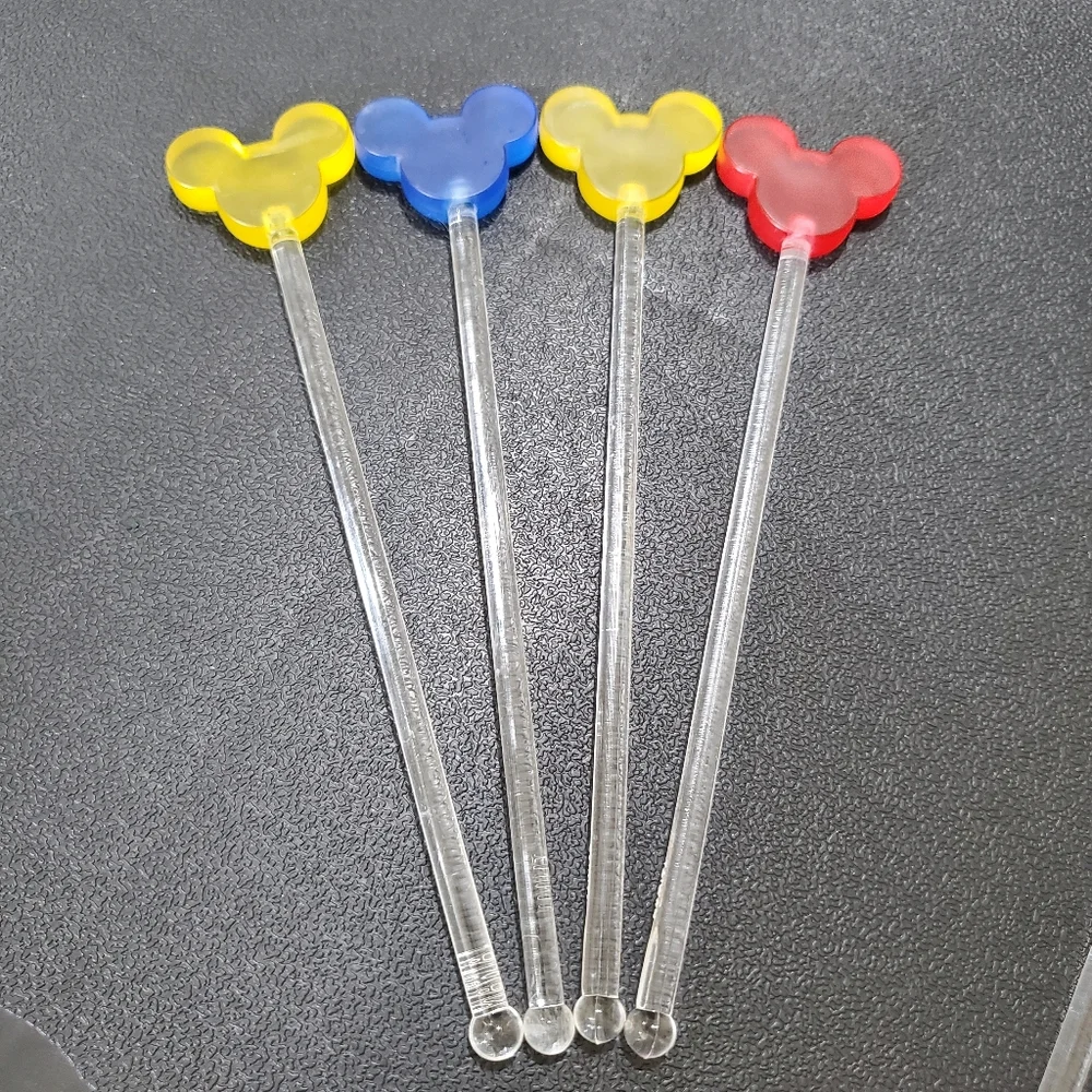 Disney Mickey Mouse Head Swizzle Sticks Stirrers Vintage L👀K Barware